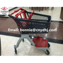 Red Supermarket Rolling Shopping Plastic Trolley